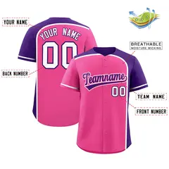 Pink Purple Color Block Authentic Baseball Jersey 2