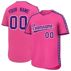 Pink Purple Color Block Side Dotted Line Baseball Jersey