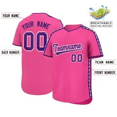 Pink Purple Color Block Side Dotted Line Baseball Jersey 2