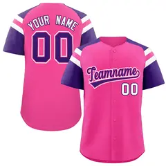 Pink Purple Contrast Raglan Baseball Jersey 1