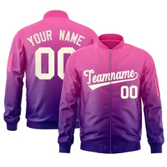 Pink Purple-Cream Gradient Varsity Letterman Bomber Jacket 1