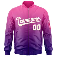 Pink Purple-Cream Gradient Varsity Letterman Bomber Jacket 3