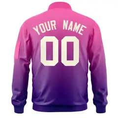 Pink Purple-Cream Gradient Varsity Letterman Bomber Jacket 4