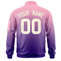 Pink Purple-Cream Gradient Varsity Letterman Bomber Jacket 4