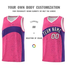 Pink Purple Dot Graffiti Irregular Pattern Basketball Jersey 3
