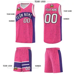 Pink Purple Dot Graffiti Irregular Pattern Basketball Jersey 5