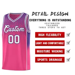 Pink Purple Dot Pattern Reversible Side Gradient Basketball Jersey Kits 3