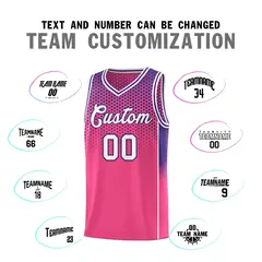 Pink Purple Dot Pattern Reversible Side Gradient Basketball Jersey Kits 4