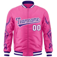 Pink Purple Dragon Head Graffiti Letterman Bomber Jacket 3