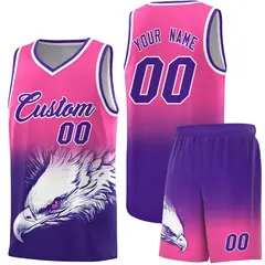 Pink Purple Eagle Graffiti Pattern Basketball Jersey 1