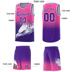 Pink Purple Eagle Graffiti Pattern Basketball Jersey 3