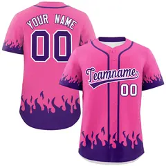 Pink Purple Flame Graffiti Authentic Baseball Jersey 1