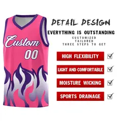 Pink Purple Flame Hem Fashion Sports Basketball Jersey 2
