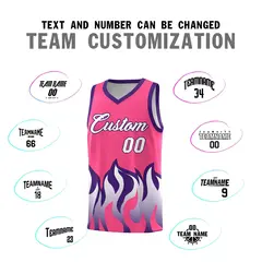 Pink Purple Flame Hem Fashion Sports Basketball Jersey 4