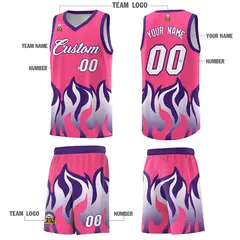 Pink Purple Flame Hem Fashion Sports Basketball Jersey 5