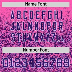 Pink Purple Floral Gradient Full Button Baseball Jersey 4