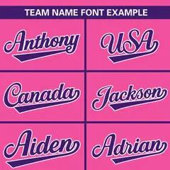 Pink Purple Full Button Classic Baseball Jersey 3