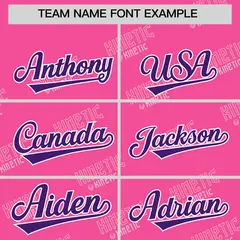 Pink Purple Full Button Graffiti Text Baseball Jersey 3