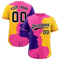 Pink Purple Gold Couple Silhouettes Valentine's Baseball Jersey 1