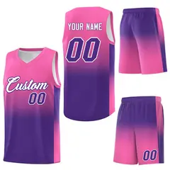 Pink Purple Gradient Basketball Jersey Sports Uniform 7