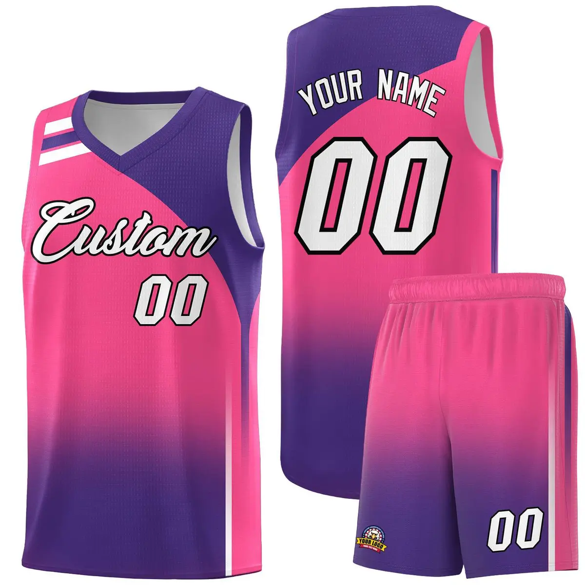 Pink Purple Gradient Basketball Jersey Sports Uniform