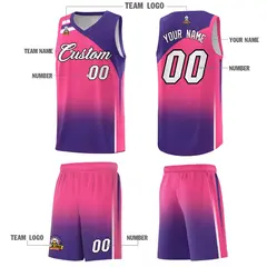 Pink Purple Gradient Basketball Jersey Sports Uniform 5