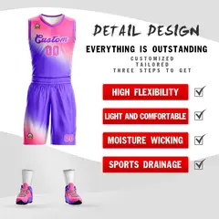 Pink Purple Gradient Fashion Basketball Jersey 2