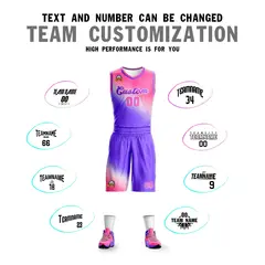 Pink Purple Gradient Fashion Basketball Jersey 4