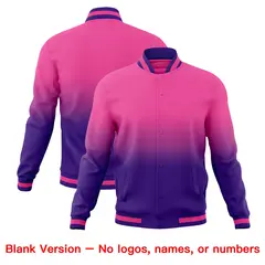 Pink Purple Gradient Full-Snap Fashion Letterman Jacket 7