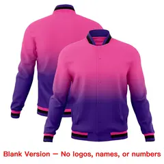Pink Purple Gradient Full-Snap Fashion Letterman Jacket 7