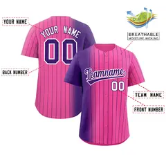 Pink Purple Gradient Pinstripe Baseball Jersey 2