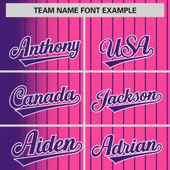 Pink Purple Gradient Pinstripe Varsity Full-Snap Letterman Baseball Jacket 3