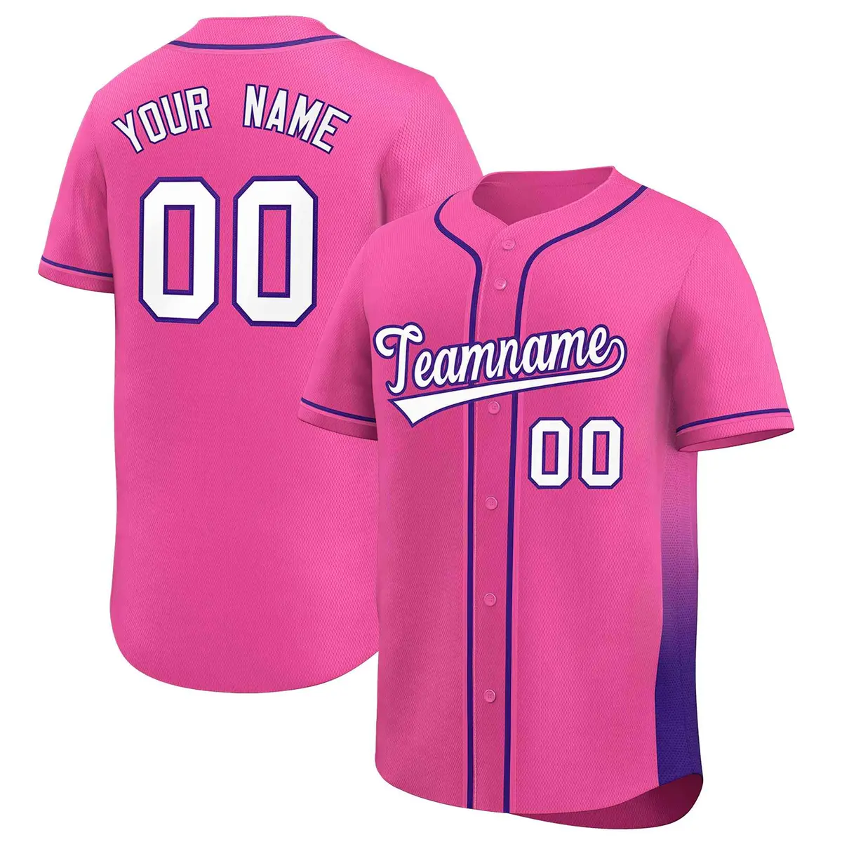Pink Purple Gradient Side Authentic Baseball Jersey