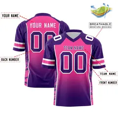 Pink Purple Gradient Side Pattern Authentic Football Jersey 2