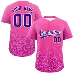 Pink Purple Gradient Sparkle-Effect Baseball Jersey