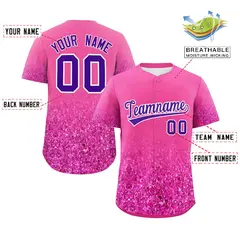 Pink Purple Gradient Sparkle-Effect Baseball Jersey 2