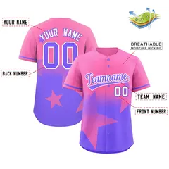 Pink Purple Gradient Star Graffiti Authentic Baseball Jersey 2