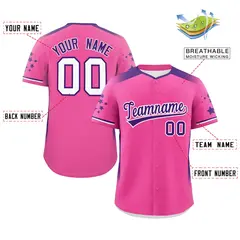 Pink Purple Gradient Star Pattern Authentic Baseball Jersey 2