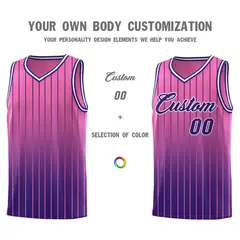 Pink Purple Gradient Stripe Fashion Basketball Jersey 3
