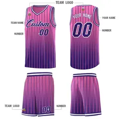 Pink Purple Gradient Stripe Fashion Basketball Jersey 5