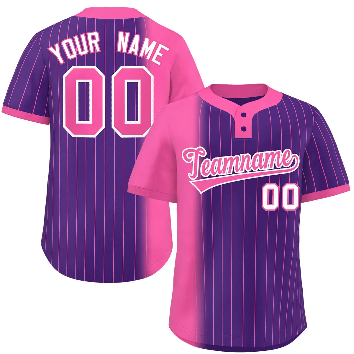 Pink Purple Gradient Stripe Two-Button Softball Jersey
