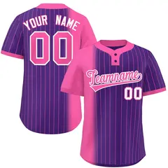Pink Purple Gradient Stripe Two-Button Softball Jersey 1