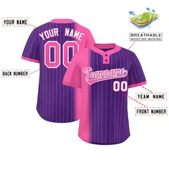 Pink Purple Gradient Stripe Two-Button Softball Jersey 2