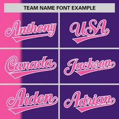Pink Purple Gradient Stripe Two-Button Softball Jersey 3