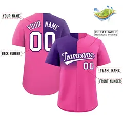 Pink Purple Half Gradient Authentic Baseball Jersey 2