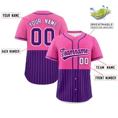 Pink Purple Half Stripe Authentic Baseball Jersey 2