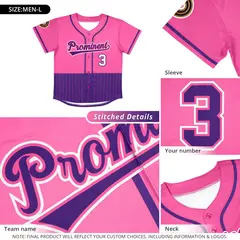 Pink Purple Half Stripe Authentic Baseball Jersey 5