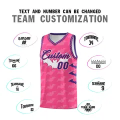Pink Purple Halloween Bat Pattern Basketball Jersey 4