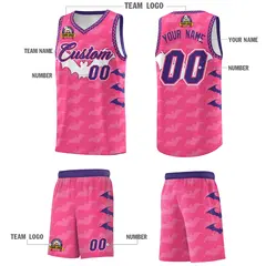 Pink Purple Halloween Bat Pattern Basketball Jersey 5