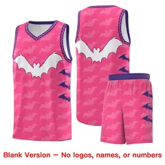 Pink Purple Halloween Bat Pattern Basketball Jersey 7